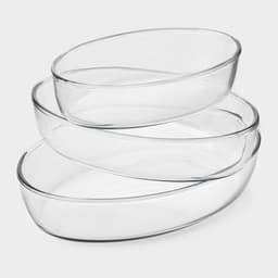 Формы для запекания Paşabahçe Borcam, 3 предмета: 1.5 л 18×26 см, 2.3 л 30×21 см, 3.2 л 35×25 см, жаропрочное стекло, прозрачные