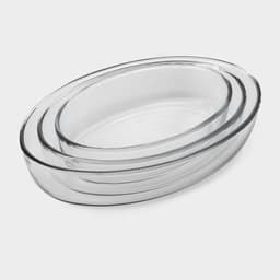 Формы для запекания Paşabahçe Borcam, 3 предмета: 1.5 л 18×26 см, 2.3 л 30×21 см, 3.2 л 35×25 см, жаропрочное стекло, прозрачные