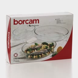 Формы для запекания Paşabahçe Borcam, 3 предмета: 1.5 л 18×26 см, 2.3 л 30×21 см, 3.2 л 35×25 см, жаропрочное стекло, прозрачные