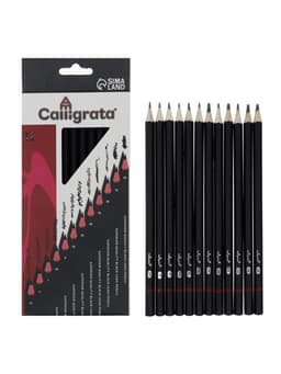 Карандаши чернографитные Calligrata, 12 штук, разная твёрдость, шестигранные, деревянные