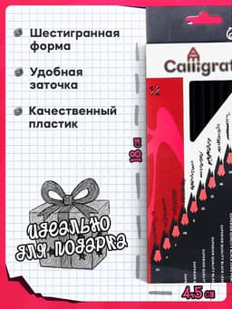 Карандаши чернографитные Calligrata, 12 штук, разная твёрдость, шестигранные, деревянные