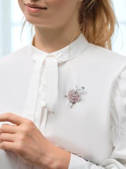 Брошь «Балерина» женственность, цвет розовый в серебре
