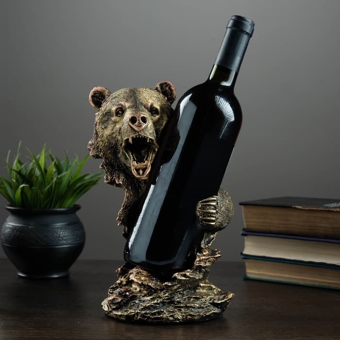 Подставка для бутылки «Медведь», под бронзу 15×16×25 см