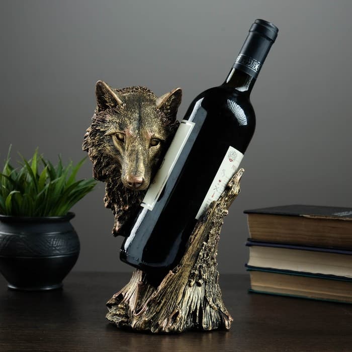 Подставка для бутылки «Волк», под бронзу 14×16×25 см