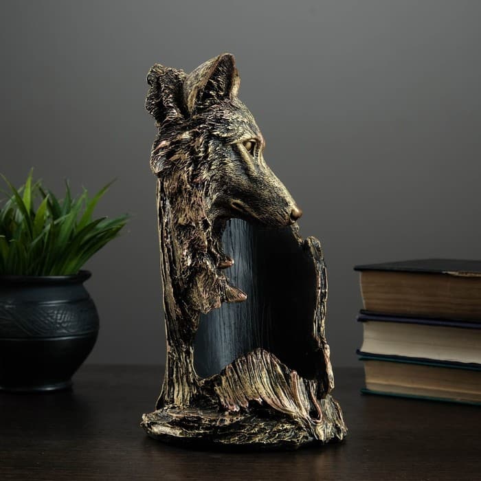 Подставка для бутылки «Волк», под бронзу 14×16×25 см