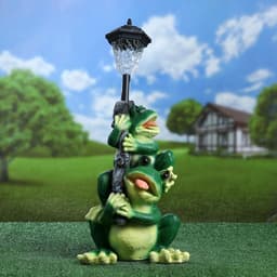 Садовая фигура - фонарь из полистоуна «Лягушата с фонарём», 24.5×19.5×57 см