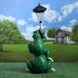 Садовая фигура - фонарь из полистоуна «Лягушата с фонарём», 24.5×19.5×57 см