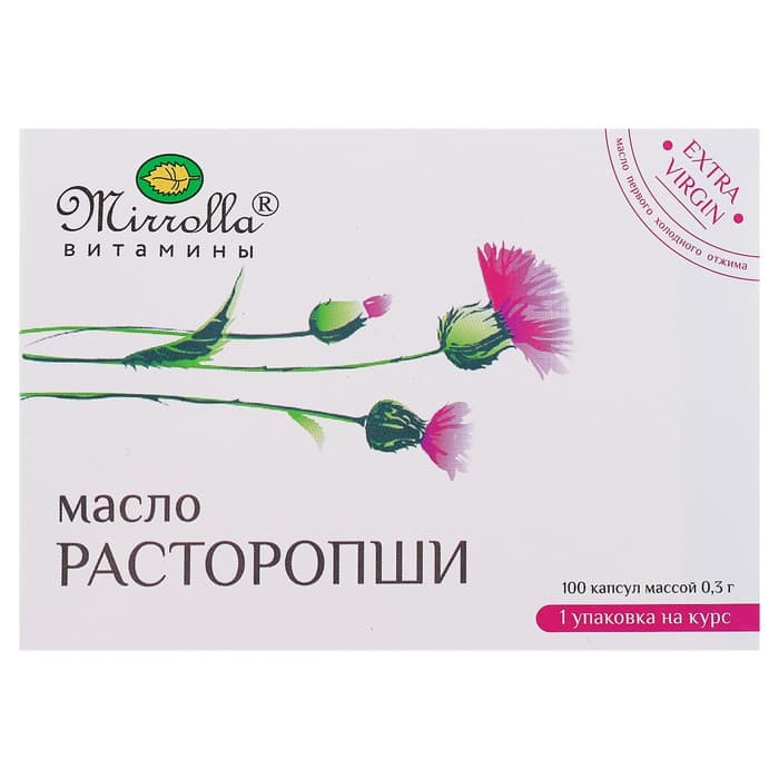 Масло расторопши Mirrolla, 100 капсул по 0.3 г