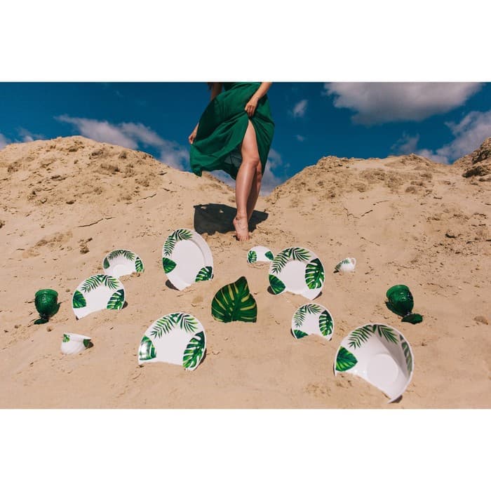 Блюдо сервировочное Доляна «Монстера», 21×21 см, стекло, зелёное