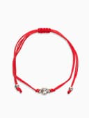 Браслет-оберег «Красная нить», рука счастья Хамса с кристаллом, белый в серебре, d=5.5 см