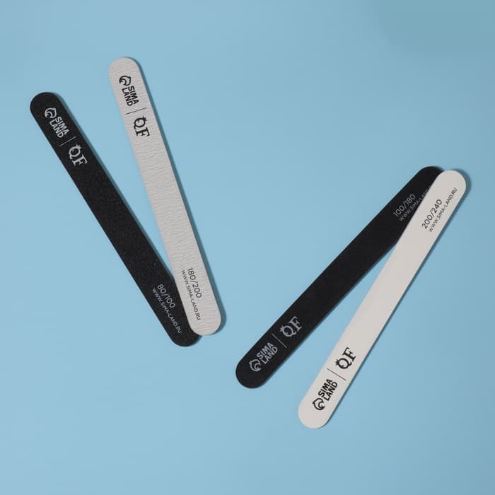 Набор пилок для ногтей, прямые, 80/100, 100/180, 180/200, 200/240 грит, 18 см, 4 шт., разноцветных