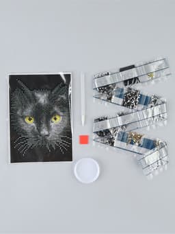 Алмазная мозаика с частичным заполнением на холсте «Чёрный кот», 15×21 см