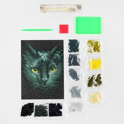 Алмазная мозаика с частичным заполнением на холсте «Чёрный кот», 15×21 см