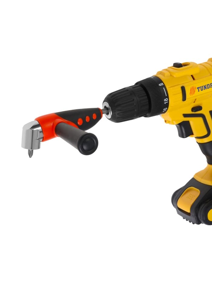 Адаптер угловой для дрели ТУНДРА, с набором бит 4 шт.