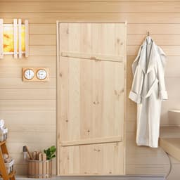 Дверь для бани и сауны, 180×80 см по коробке, сосна, на клиньях, массив, «Добропаровъ»