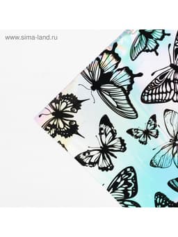 Плёнка упаковочная с голографией «Бабочки», 100×70 см