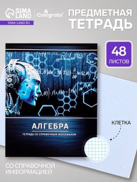 Предметная тетрадь по алгебре Calligrata «Металл», 48 листов, в клетку, со справочным материалом, обложка из мелованного картона
