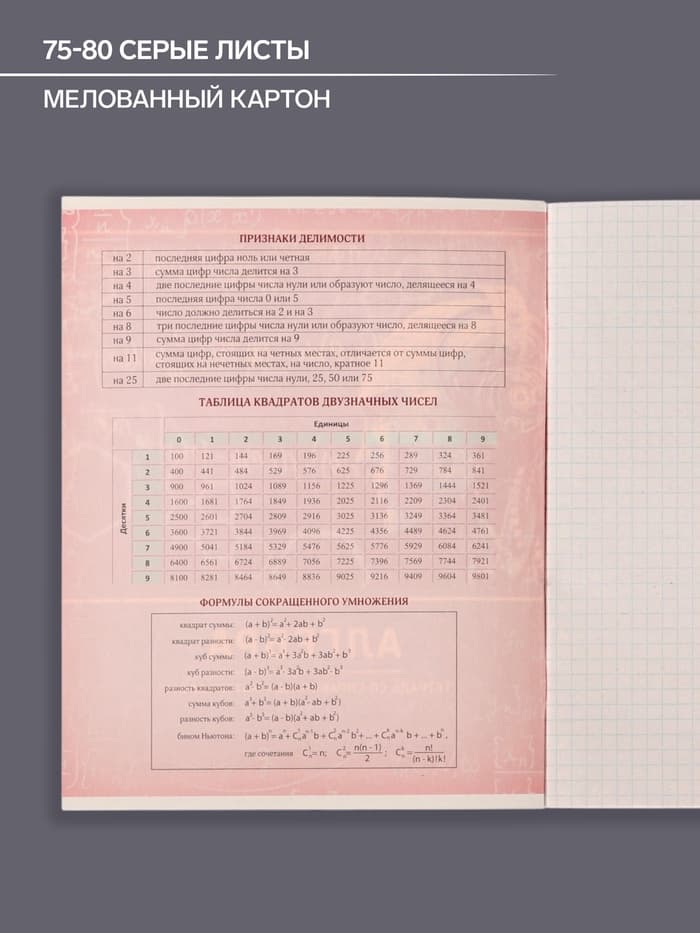 Предметная тетрадь по алгебре Calligrata «Металл», 48 листов, в клетку, со справочным материалом, обложка из мелованного картона