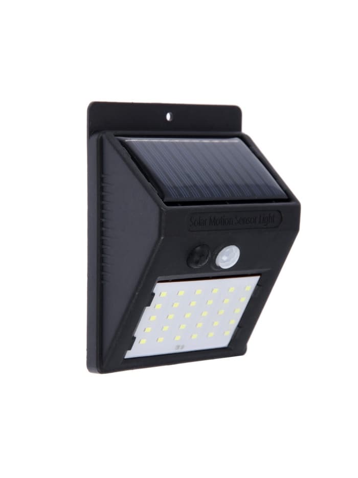 Садовый светильник, уличный, на солнечной батарее с датчиком движения, накладной, 30 LED, свечение белое