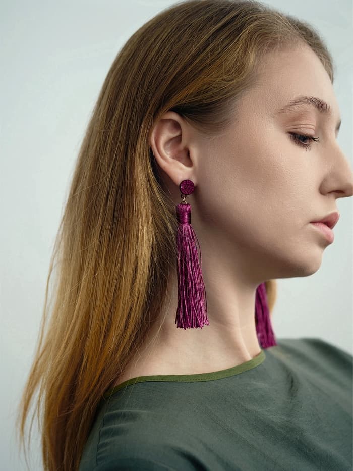 Серьги «Кисти» гармония, фиолетовые, L кисти 8.5 см