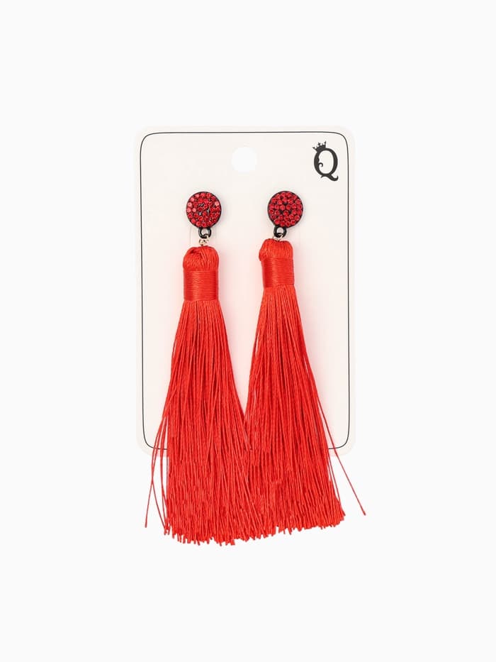 Серьги «Кисти», гармония, красные, L кисти 8.5 см