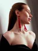Серьги «Кисти», гармония, красные, L кисти 8.5 см
