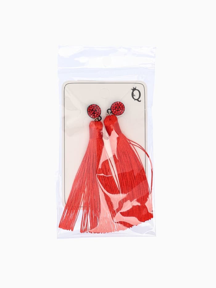 Серьги «Кисти», гармония, красные, L кисти 8.5 см