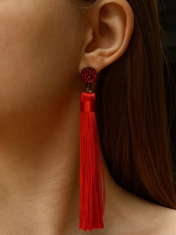 Серьги «Кисти», гармония, красные, L кисти 8.5 см