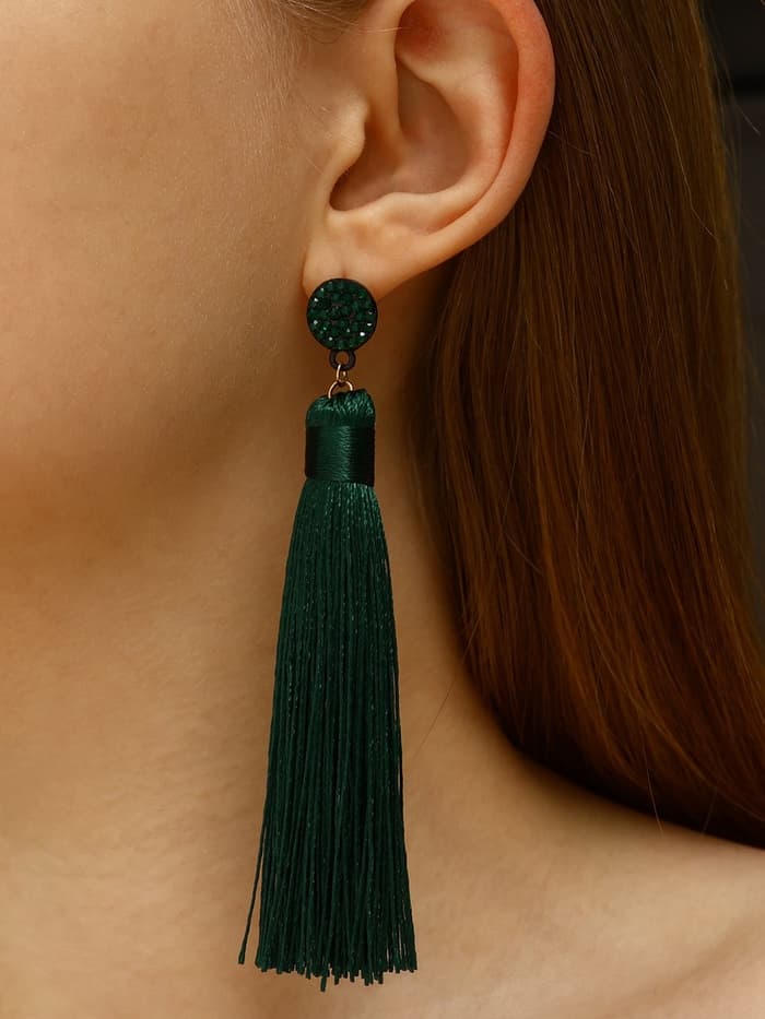 Серьги «Кисти», гармония, цвет изумрудный, L кисти 8.5 см