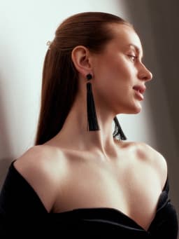 Серьги «Кисти», гармония, чёрные, L кисти 8.5 см