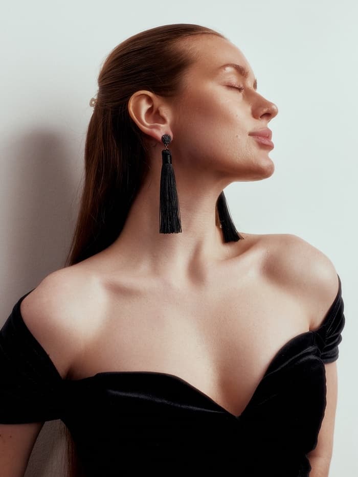 Серьги «Кисти», гармония, чёрные, L кисти 8.5 см