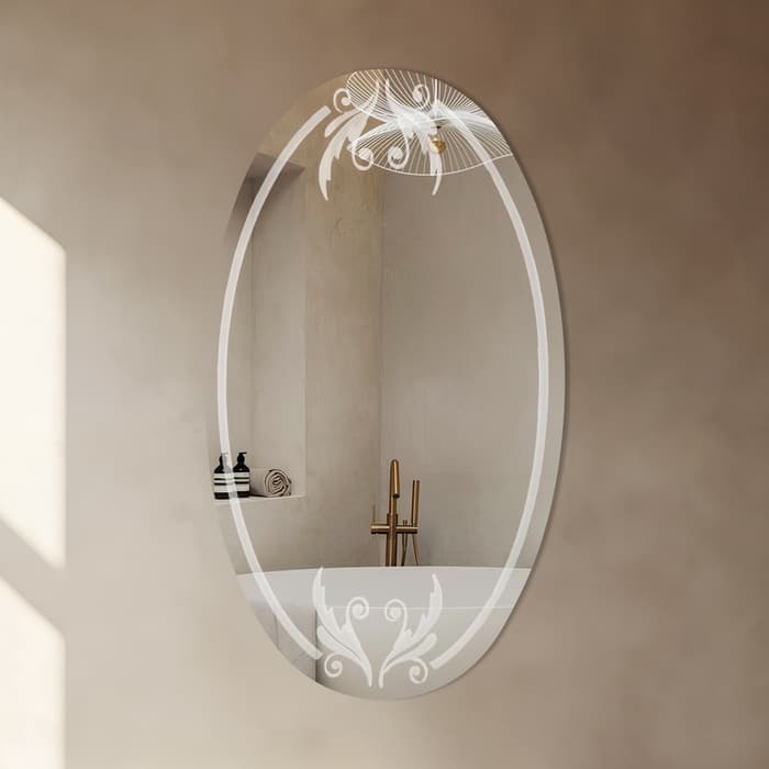 Зеркало интерьерное настенное, с пескоструйной графикой, 57×34 см