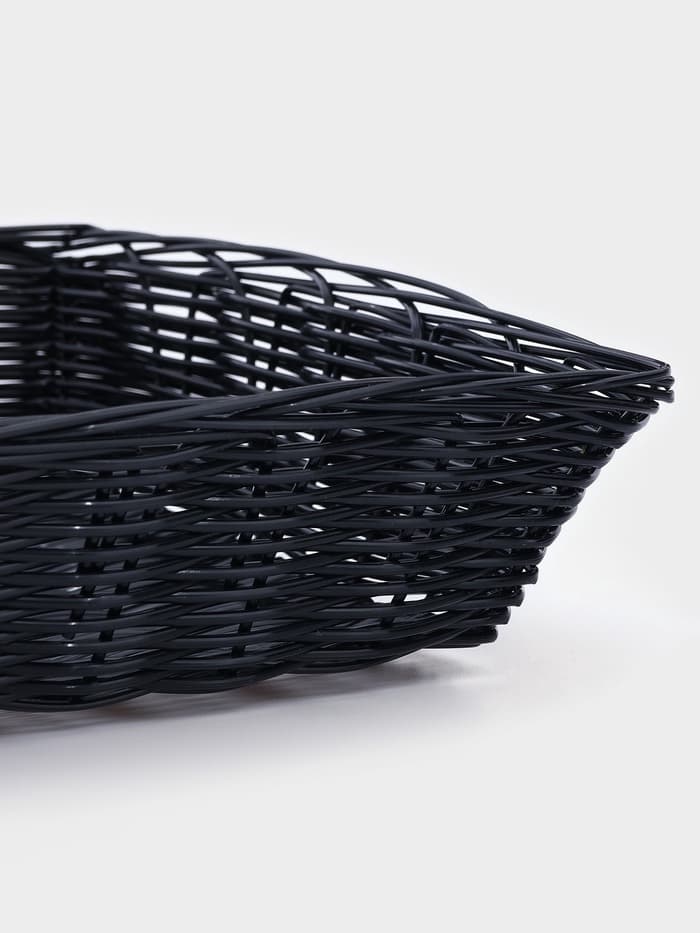 Корзинка для фруктов и хлеба Доляна «Плетёнка», 24×24×6.5 см, пластик, плетёная, чёрная