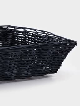 Корзинка для фруктов и хлеба Доляна «Плетёнка», 24×24×6.5 см, пластик, плетёная, чёрная