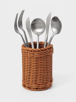 Подставка для столовых приборов Доляна, d=9.5, h=13, пластик, коричневая