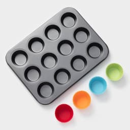 Форма для выпечки Доляна «Силикон плюс», 35×26.5×2.5 см, 12 ячеек, силиконовые вкладки, антипригарное покрытие, формочки, МИКС