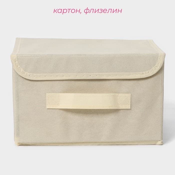 Короб стеллажный для хранения с крышкой Доляна «Алва», 26×20×15 см, бежевый