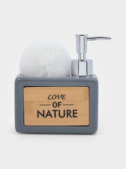 Дозатор для моющего средства с подставкой для губки SAVANNA «Природа», 450 мл, серый