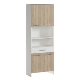 Шкаф - пенал напольный для ванной комнаты «Клик Мебель», 650×300×1850 мм, цвет белый/дуб сонома