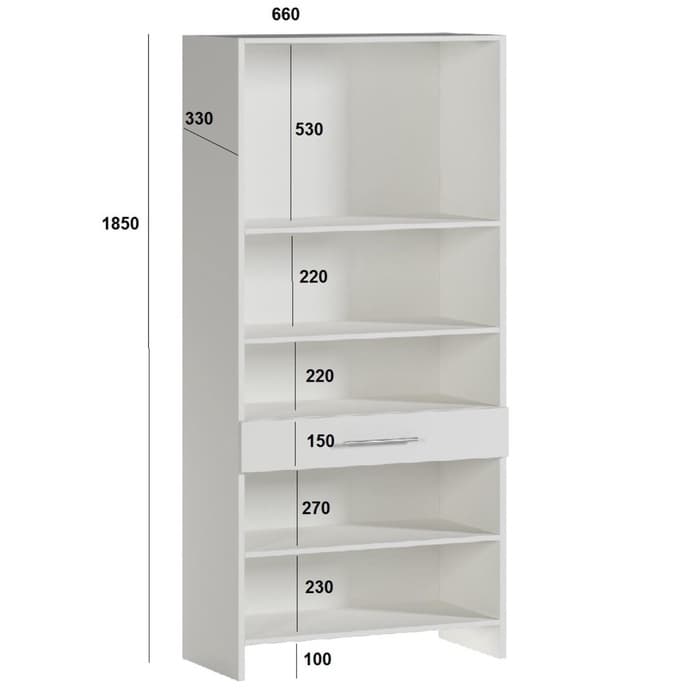 Шкаф - пенал напольный для ванной комнаты «Клик Мебель», 650×300×1850 мм, цвет белый/дуб сонома