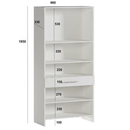 Шкаф - пенал напольный для ванной комнаты «Клик Мебель», 650×300×1850 мм, цвет белый/дуб сонома