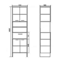Шкаф - пенал напольный для ванной комнаты «Клик Мебель», 650×300×1850 мм, цвет белый/дуб сонома