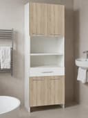 Шкаф - пенал напольный для ванной комнаты «Клик Мебель», 650×300×1850 мм, цвет белый/дуб сонома