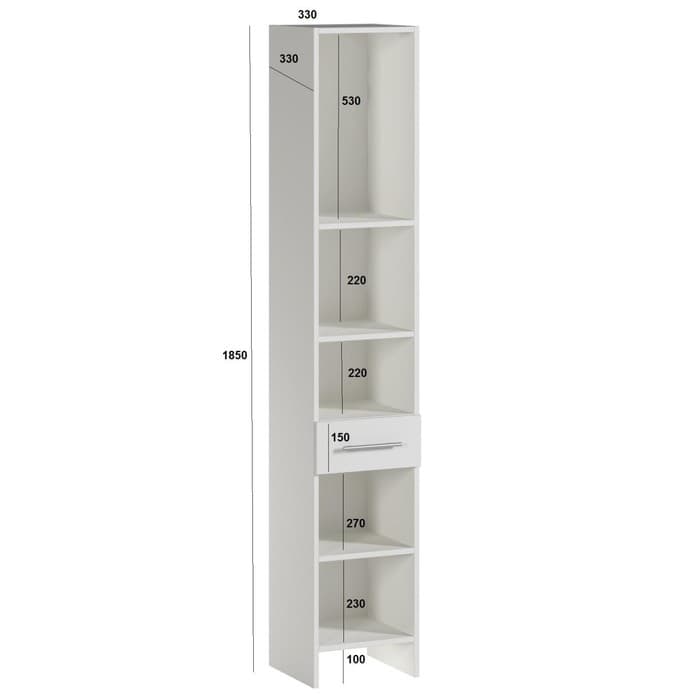 Шкаф - пенал напольный для ванной комнаты «Клик Мебель», 300×300×1850 мм, цвет белый/дуб сонома