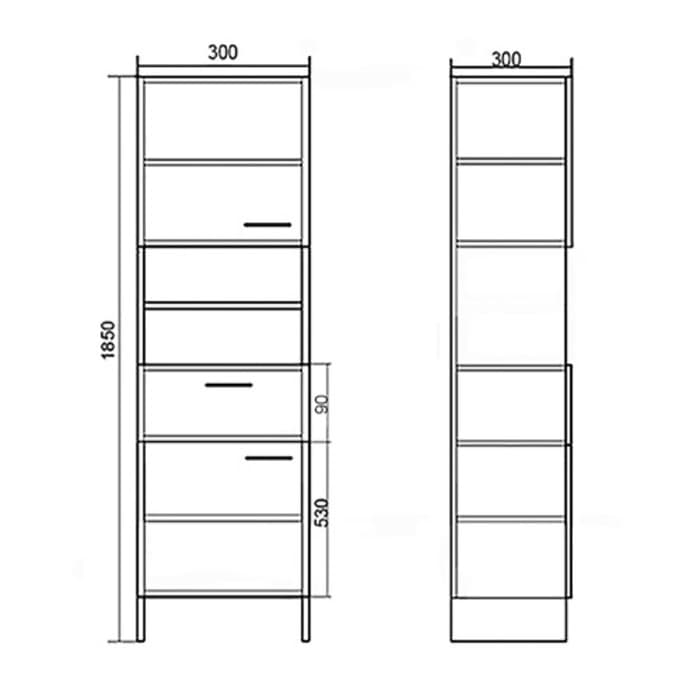 Шкаф - пенал напольный для ванной комнаты «Клик Мебель», 300×300×1850 мм, цвет белый/дуб сонома