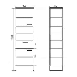 Шкаф - пенал напольный для ванной комнаты «Клик Мебель», 300×300×1850 мм, цвет белый/дуб сонома