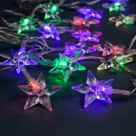 Гирлянда «Нить» 5 м с насадками «Звезда средняя», IP20, прозрачная нить, 20 LED, свечение мульти (RG/RB), мигание, 220 В