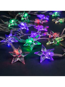 Гирлянда «Нить» 5 м с насадками «Звезда средняя», IP20, прозрачная нить, 20 LED, свечение мульти (RG/RB), мигание, 220 В