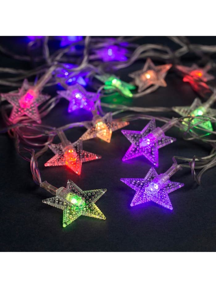 Гирлянда «Нить» 5 м с насадками «Звезда в крапинку», IP20, прозрачная нить, 20 LED, свечение мульти (RG/RB), мигание, 220 В