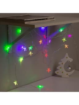 Гирлянда «Нить» 5 м с насадками «Звезда в крапинку», IP20, прозрачная нить, 20 LED, свечение мульти (RG/RB), мигание, 220 В